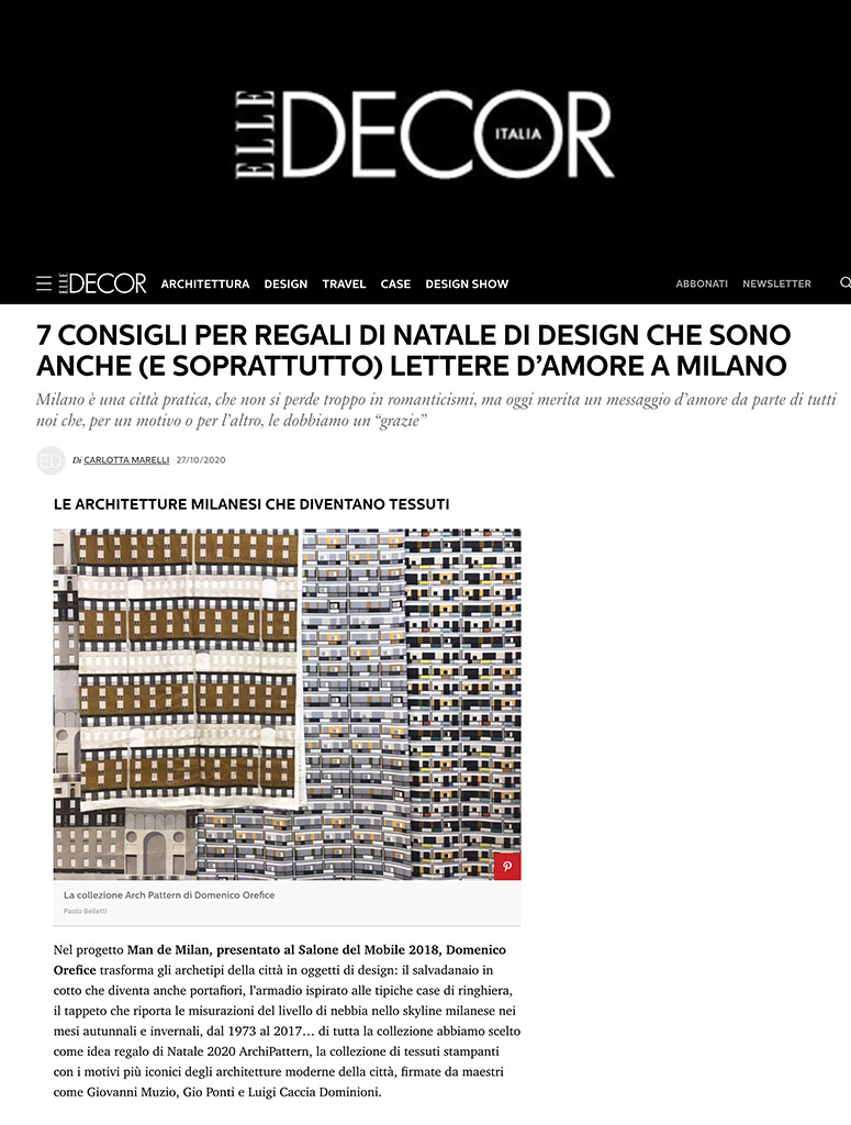 Press Domenico Orefice Elle Decor Italy 2020